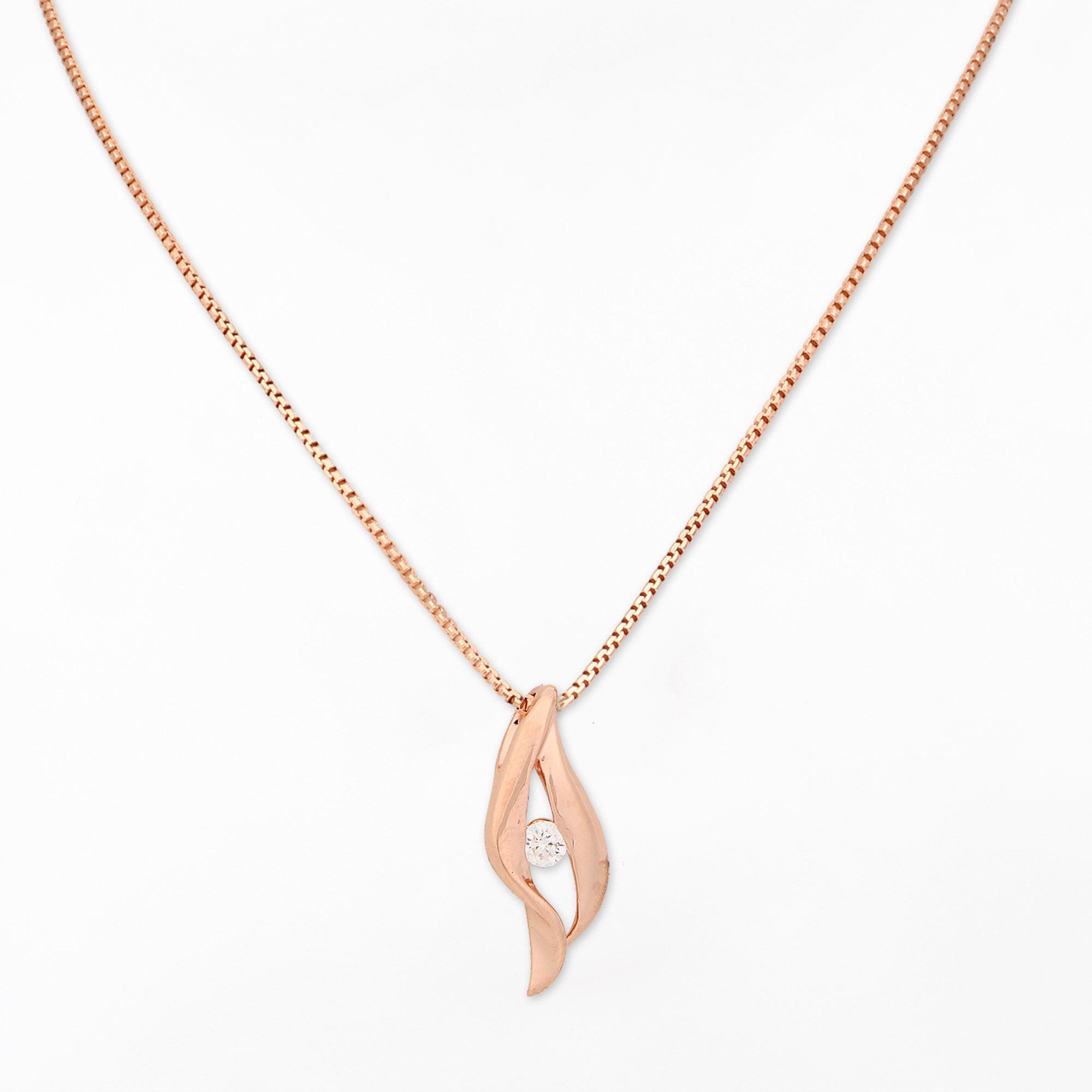 Curved Eye Rose Gold Plated Silver Necklace - Diavo Jewels