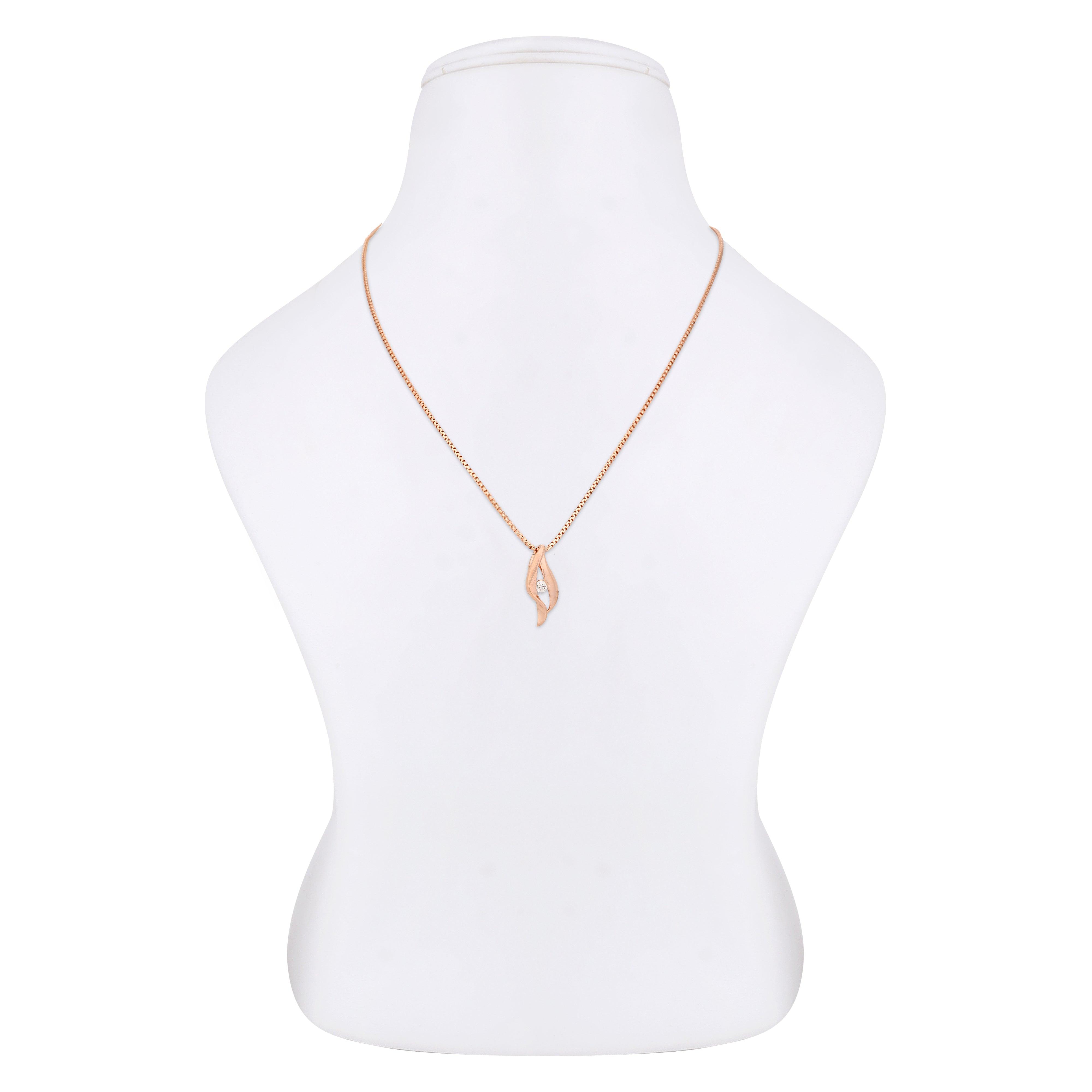 Curved Eye Rose Gold Plated Silver Necklace - Diavo Jewels