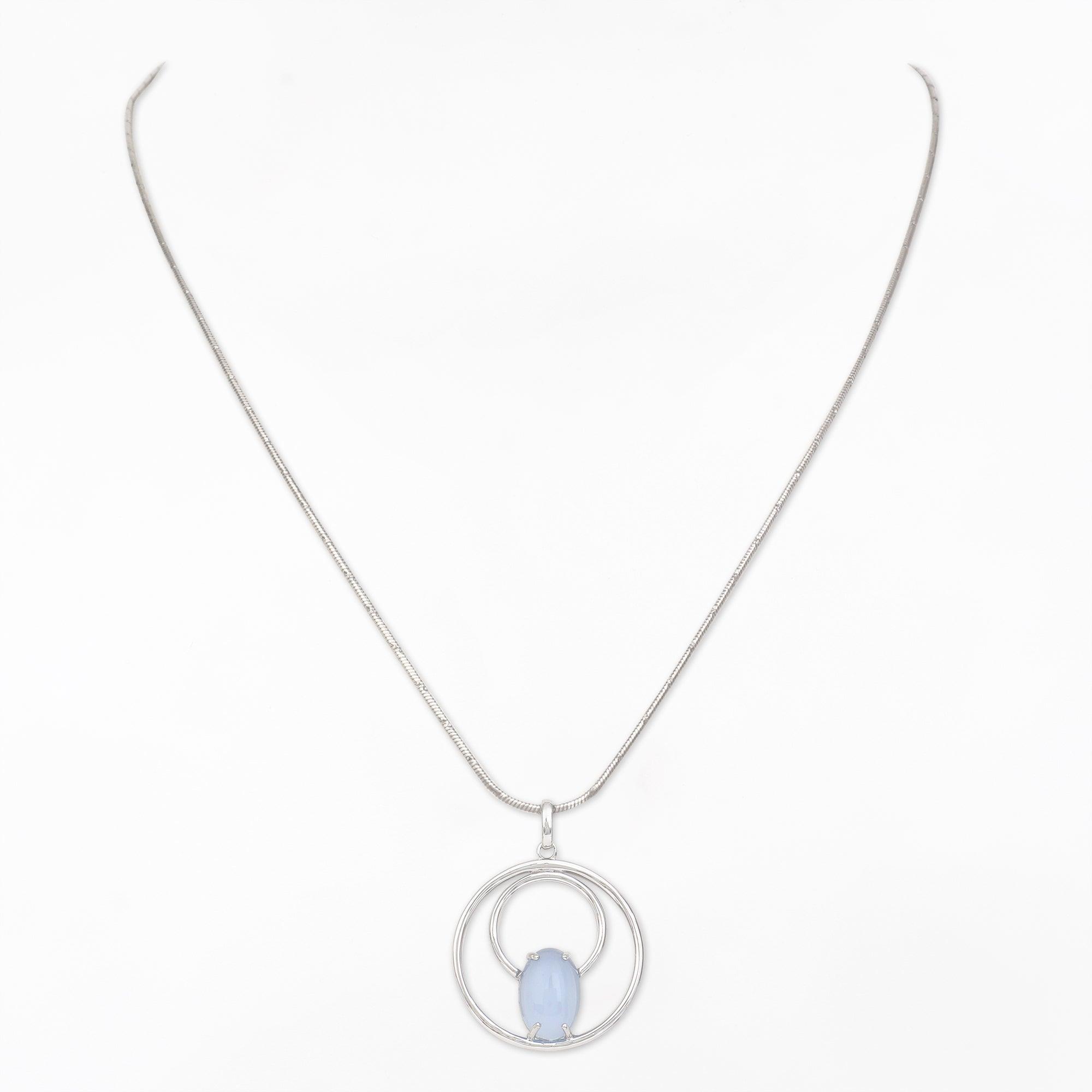 Moonstone Hoops Silver Necklace - Diavo Jewels