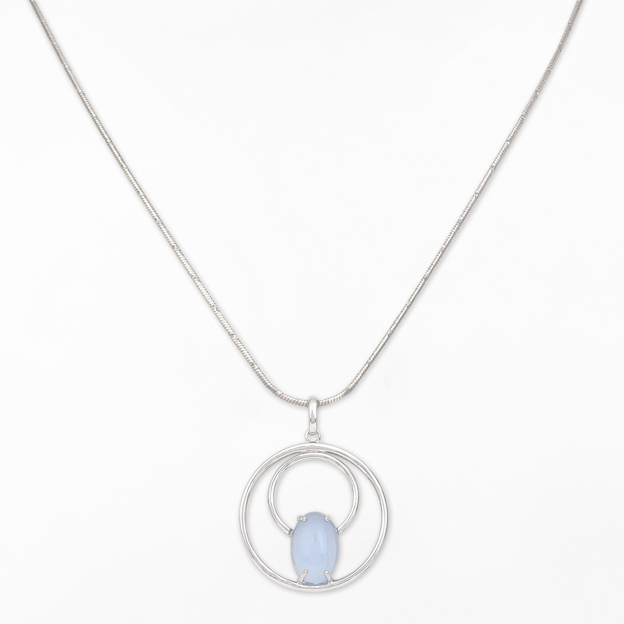 Moonstone Hoops Silver Necklace - Diavo Jewels