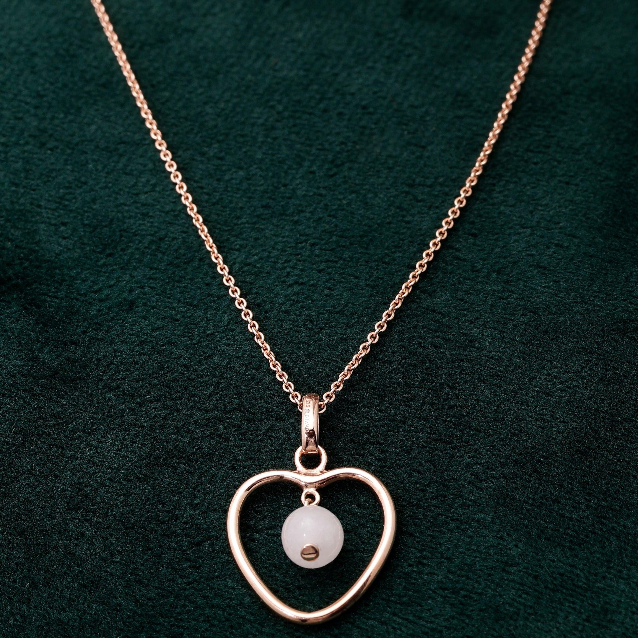 Rose Quartz Heart Silver Necklace - Diavo Jewels