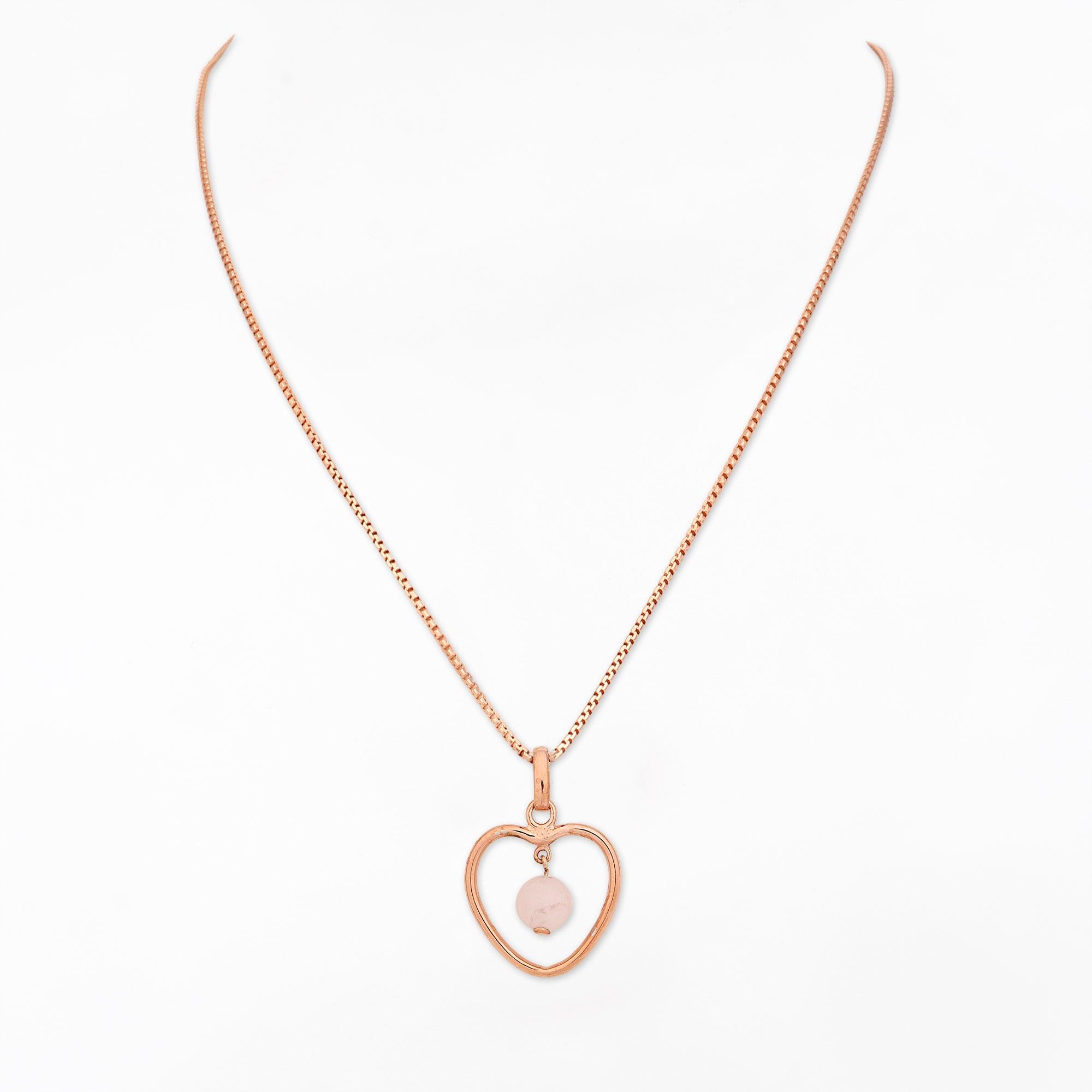 Rose Quartz Heart Silver Necklace - Diavo Jewels