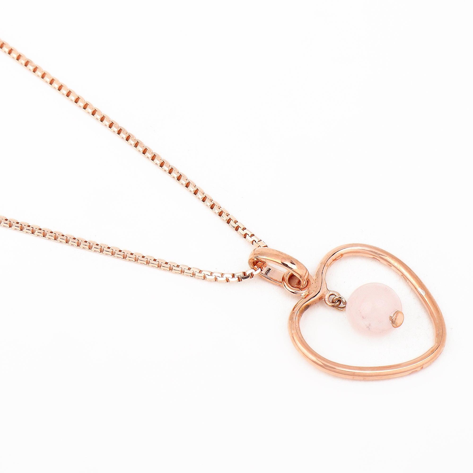 Rose Quartz Heart Silver Necklace - Diavo Jewels