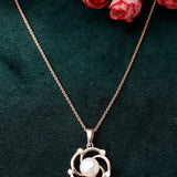 Floral Grace Pearl Silver Necklace - Diavo Jewels