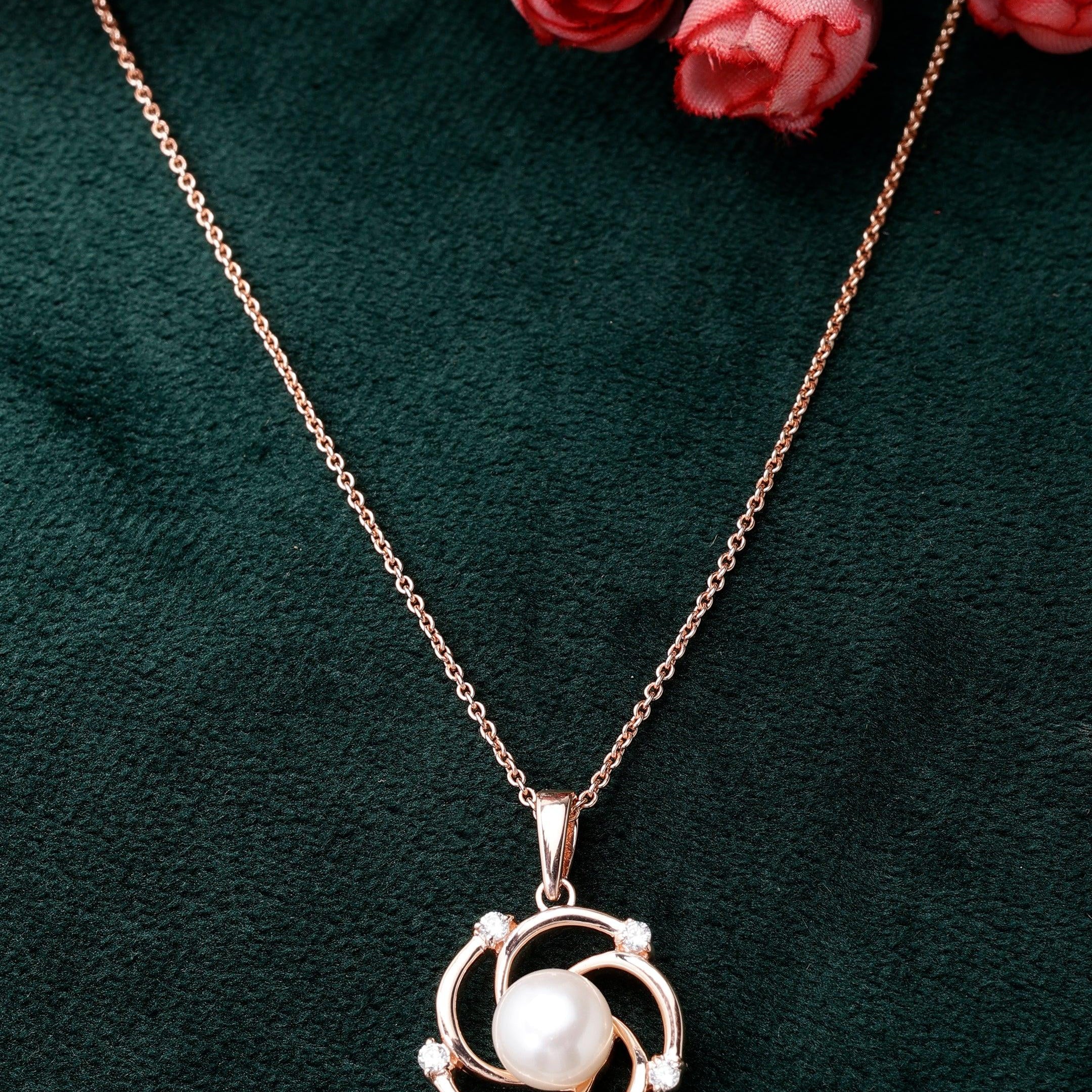 Floral Grace Pearl Silver Necklace - Diavo Jewels