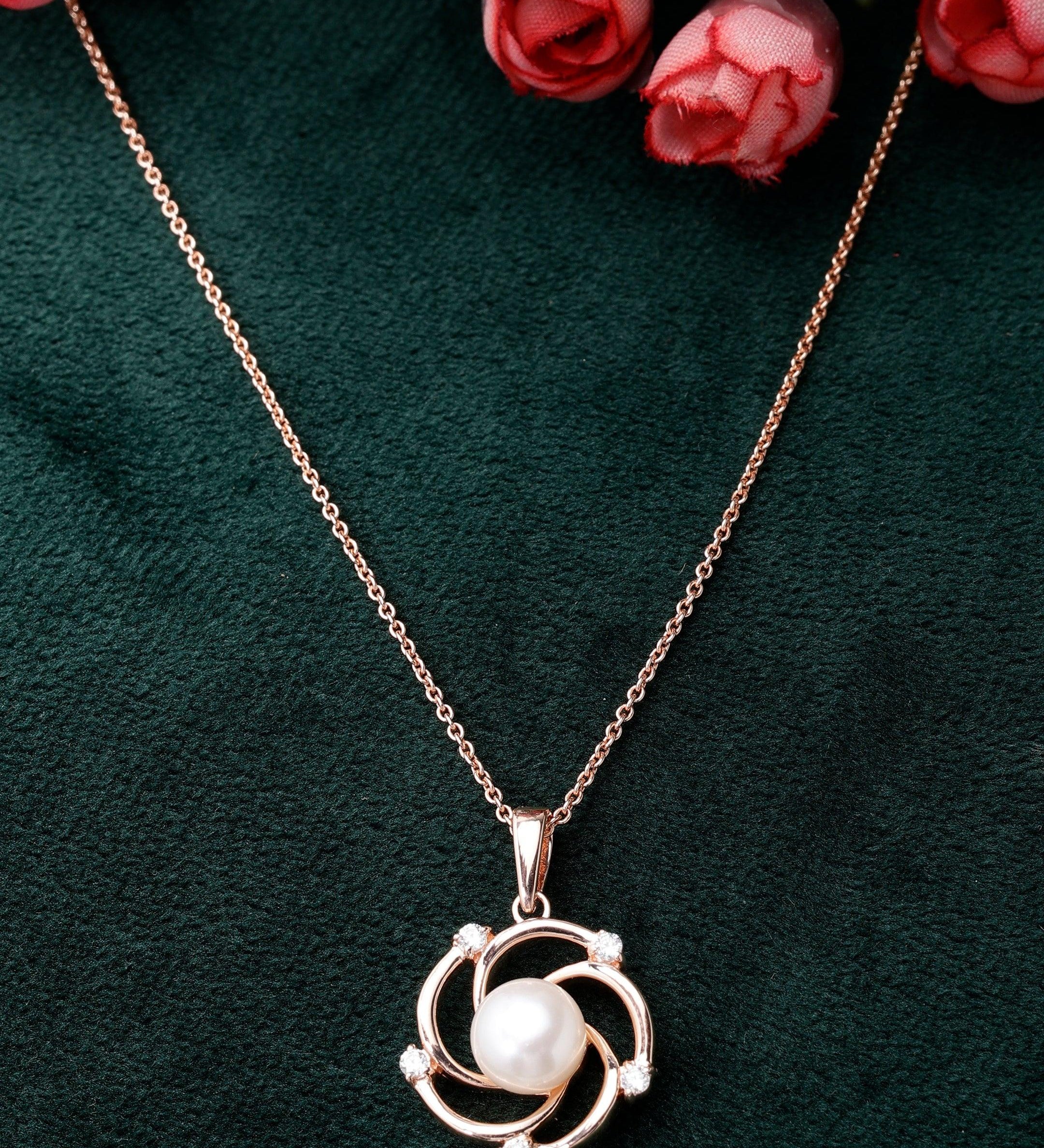 Floral Grace Pearl Silver Necklace - Diavo Jewels