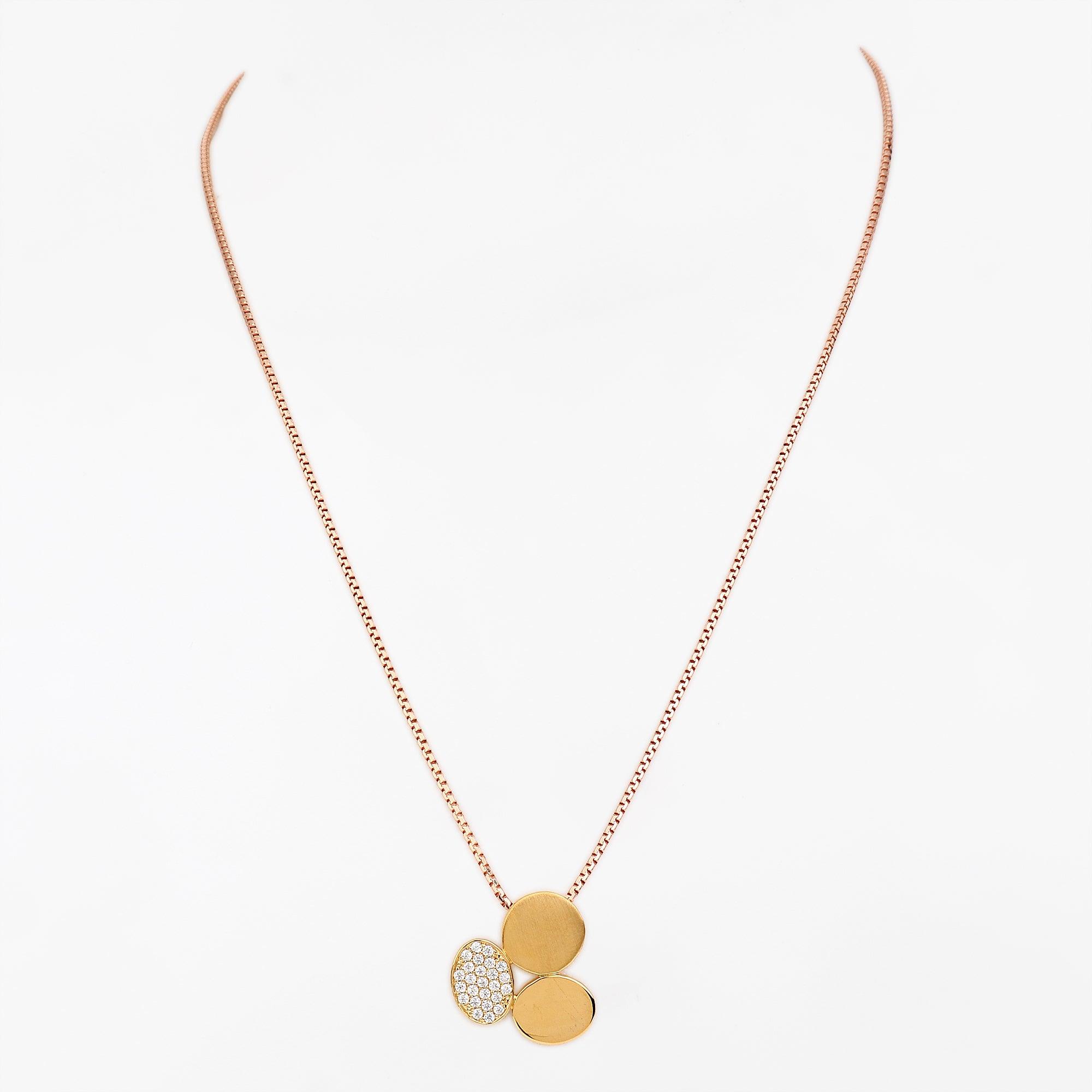 Golden Trinity CZ Silver Necklace - Diavo Jewels