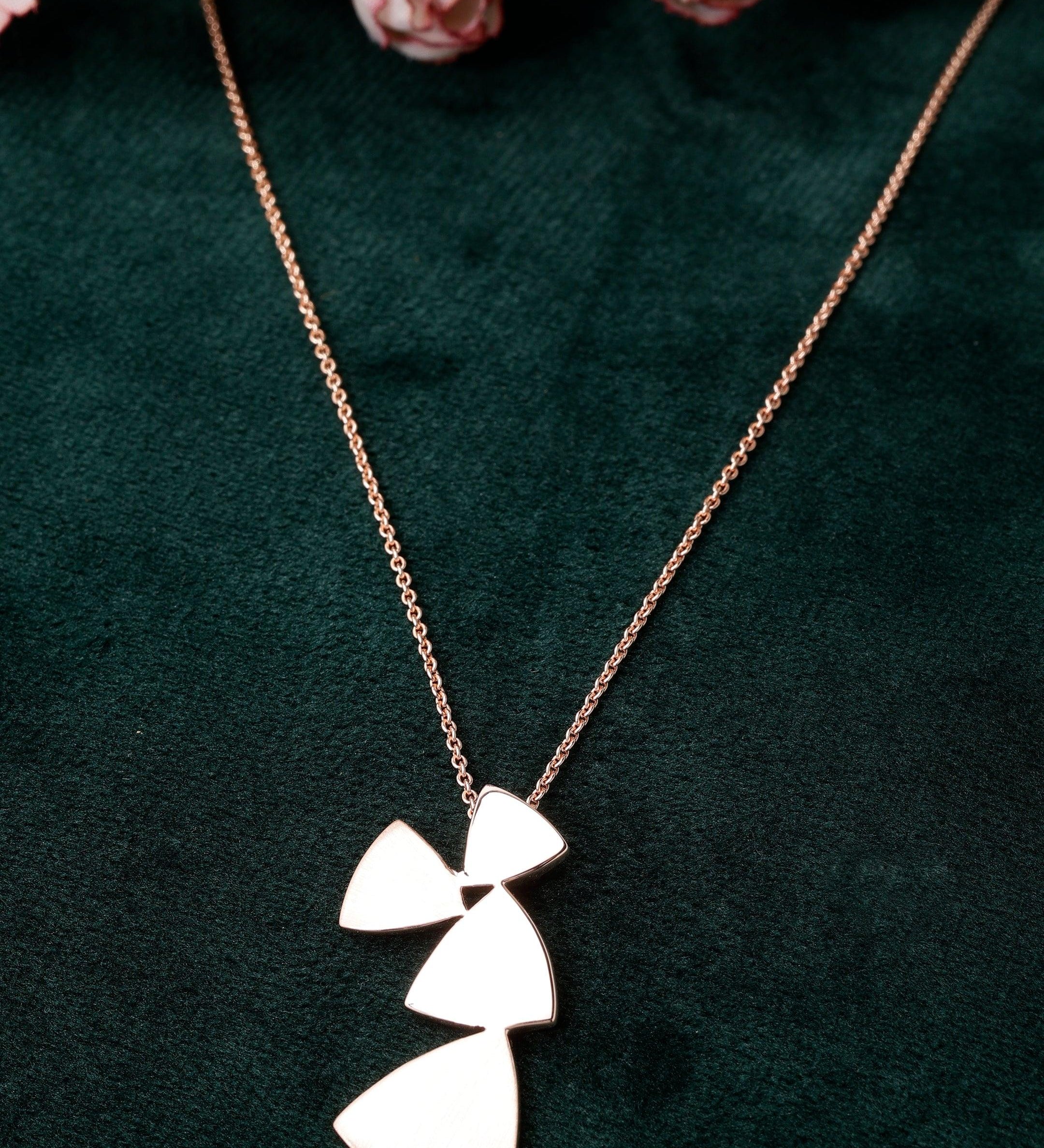 Tranquil Triangles Rose Gold Plated Silver Necklace - Diavo Jewels