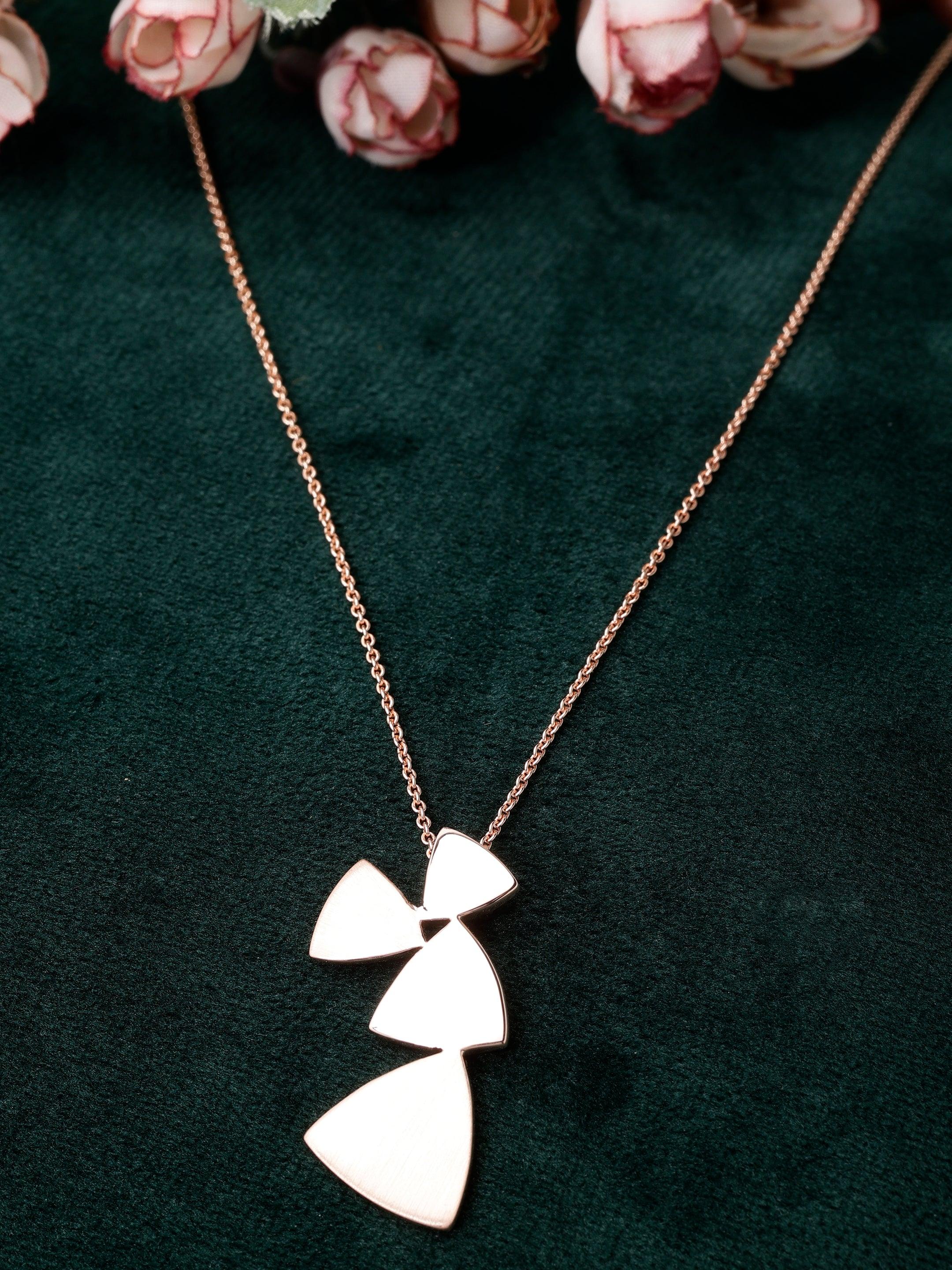 Tranquil Triangles Rose Gold Plated Silver Necklace - Diavo Jewels