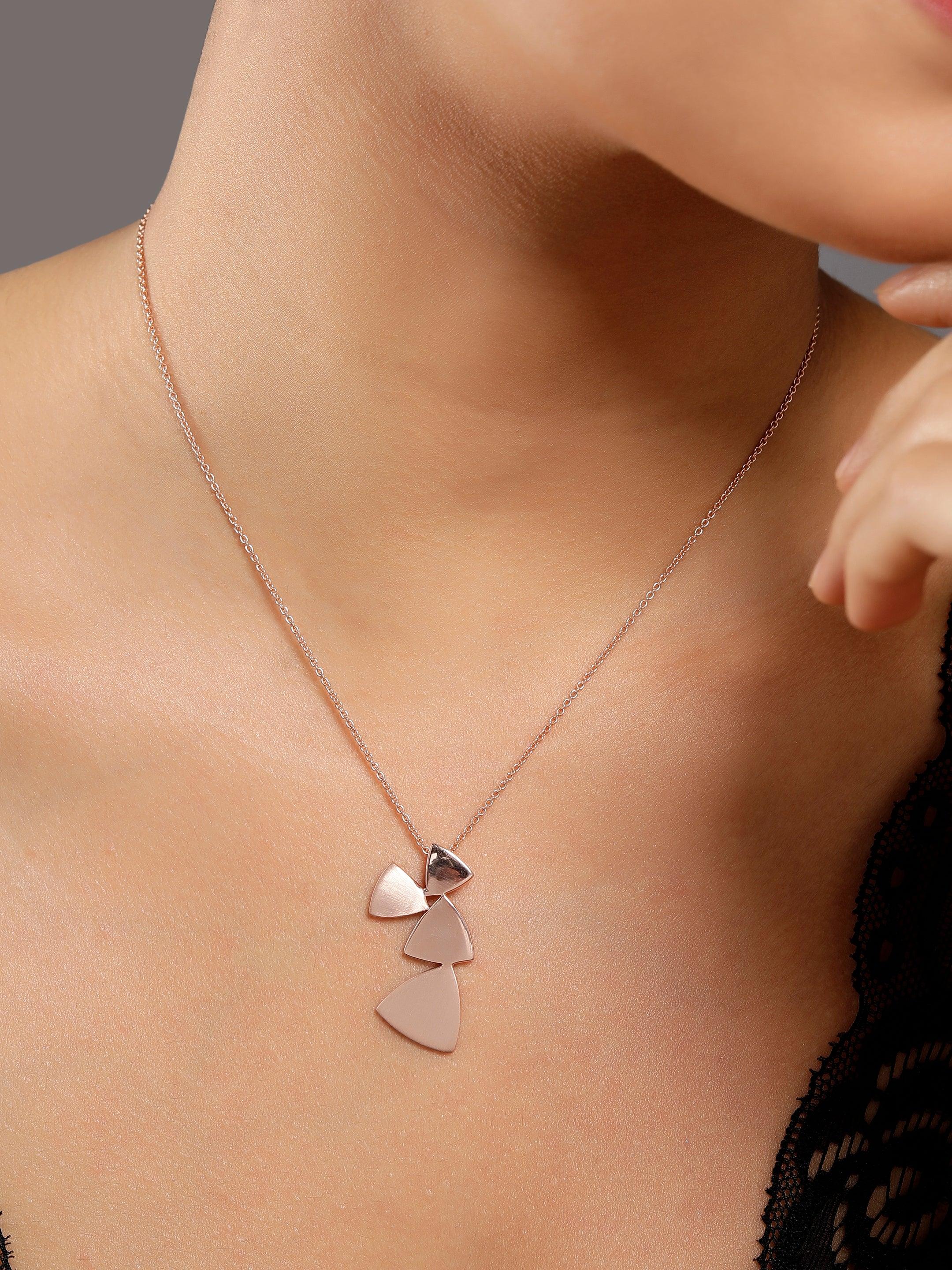 Tranquil Triangles Rose Gold Plated Silver Necklace - Diavo Jewels