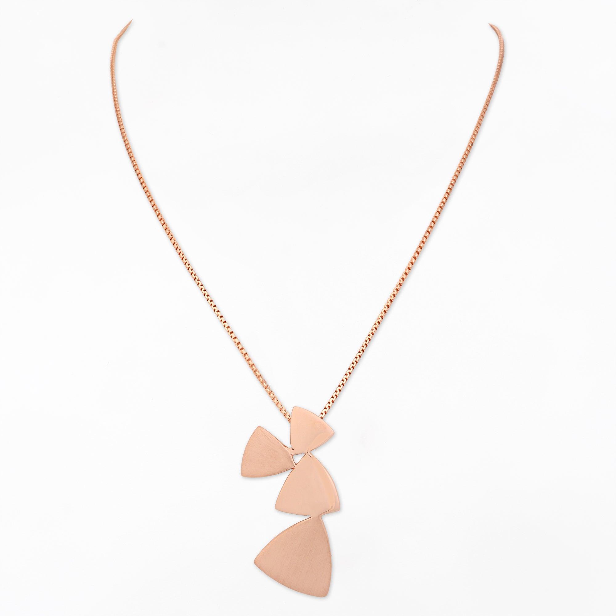 Tranquil Triangles Rose Gold Plated Silver Necklace - Diavo Jewels