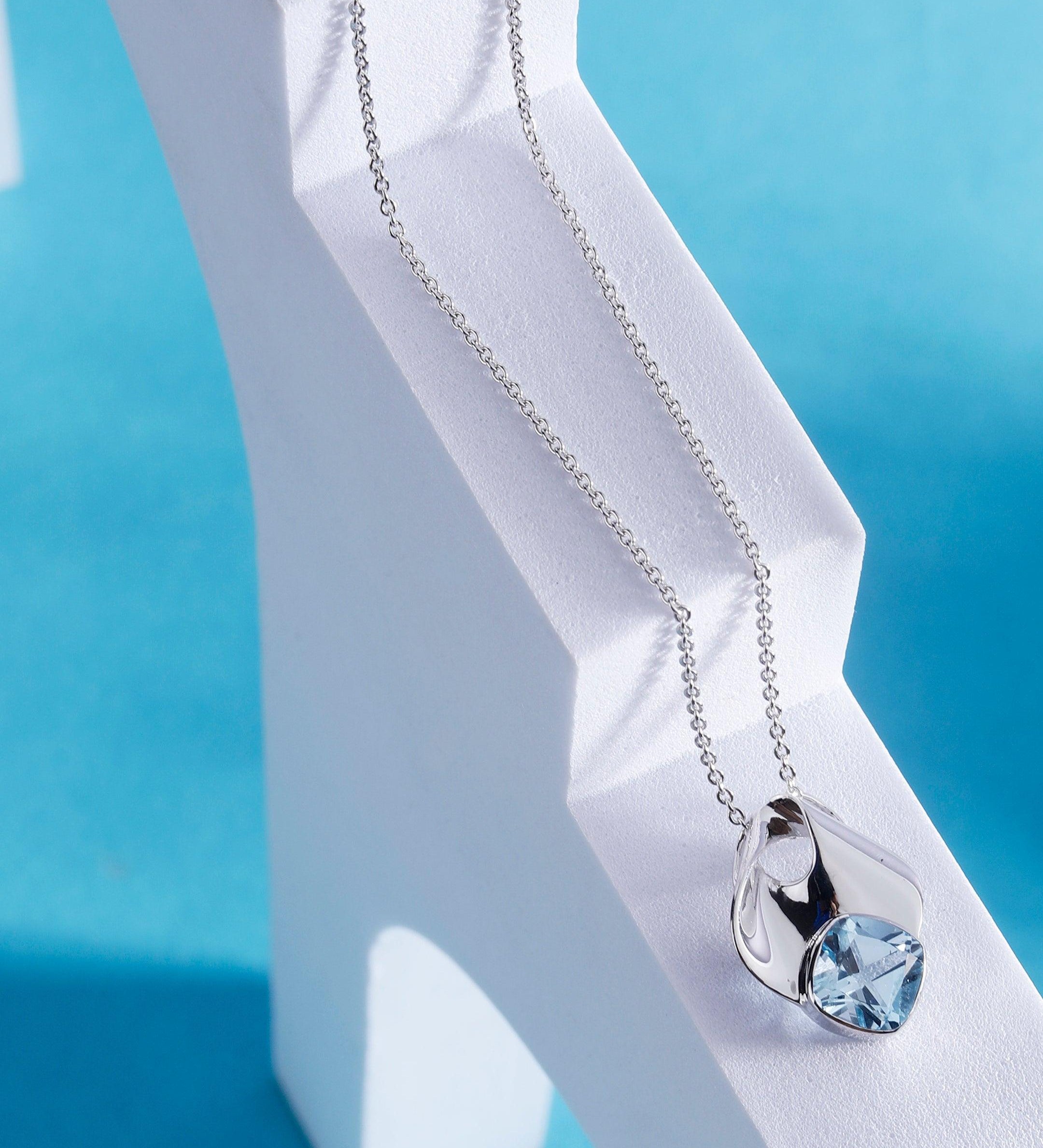 Blue Topaz Dreamy Silver Necklace - Diavo Jewels