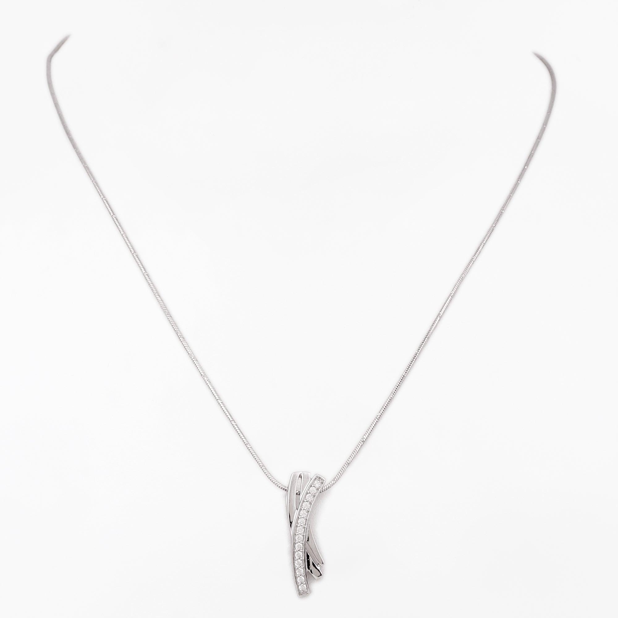 Zircon Crossover Silver Necklace - Diavo Jewels