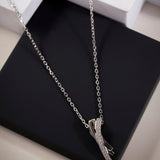 Zircon Crossover Silver Necklace - Diavo Jewels