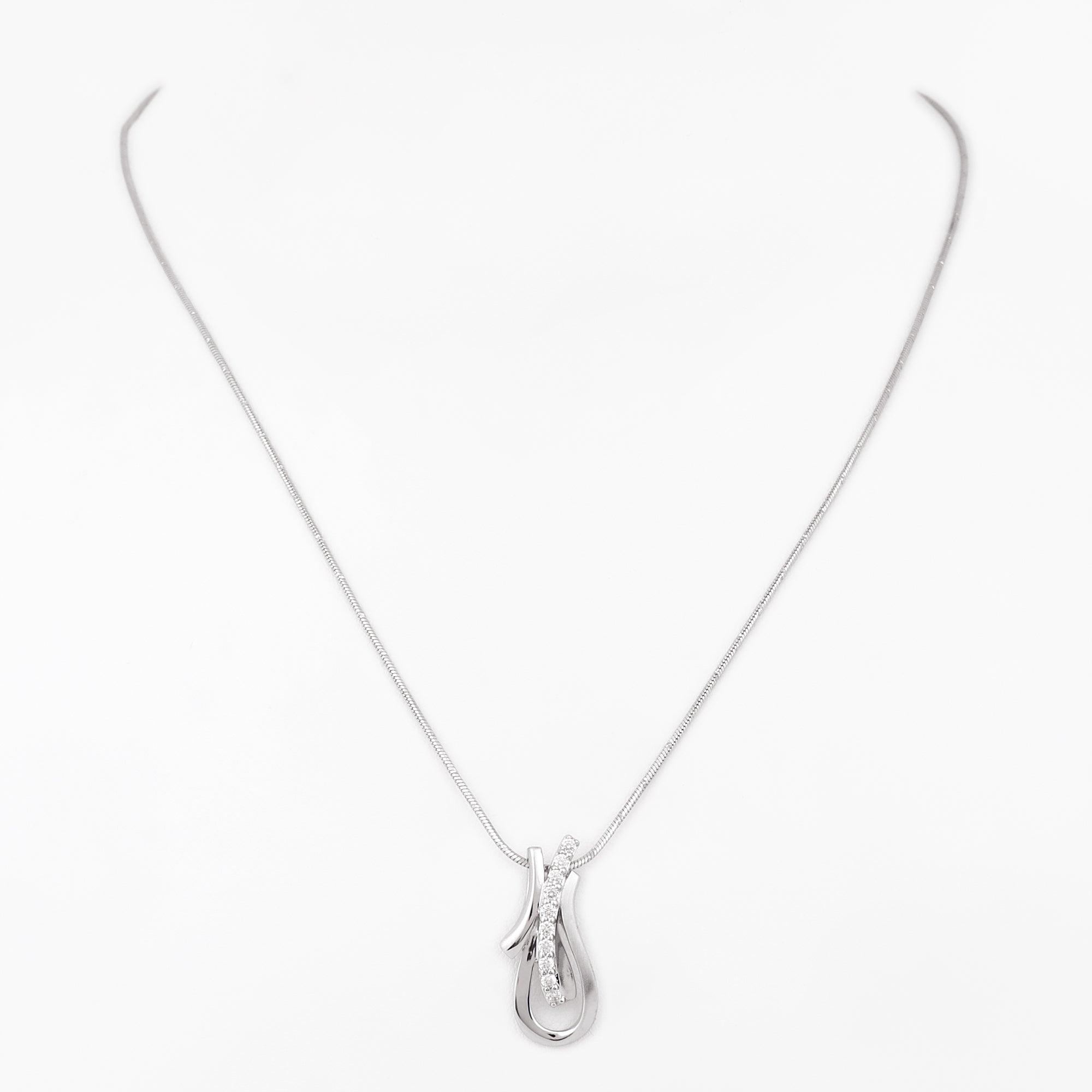 Czara Paisley Rhodium Plated Silver Necklace - Diavo Jewels