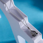 Crescent Drop Rhodium Plated Silver Necklace - Diavo Jewels