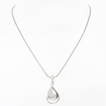 Crescent Drop Rhodium Plated Silver Necklace - Diavo Jewels