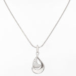 Crescent Drop Rhodium Plated Silver Necklace - Diavo Jewels