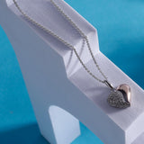 Gleaming Duo-Tone Heart Silver Necklace - Diavo Jewels