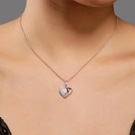 Gleaming Duo-Tone Heart Silver Necklace - Diavo Jewels