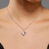 Gleaming Duo-Tone Heart Silver Necklace - Diavo Jewels