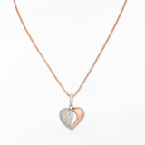 Gleaming Duo-Tone Heart Silver Necklace - Diavo Jewels