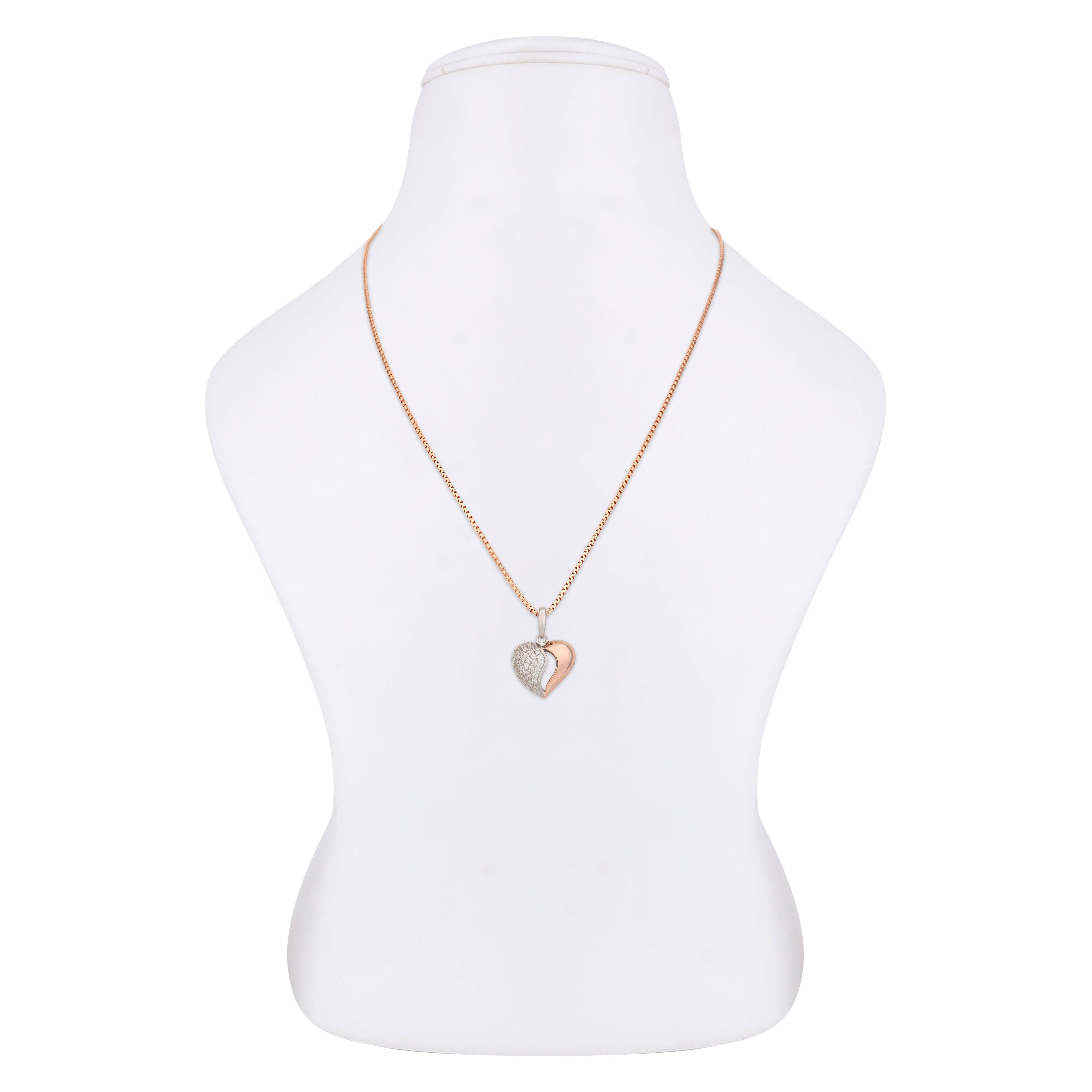 Gleaming Duo-Tone Heart Silver Necklace - Diavo Jewels