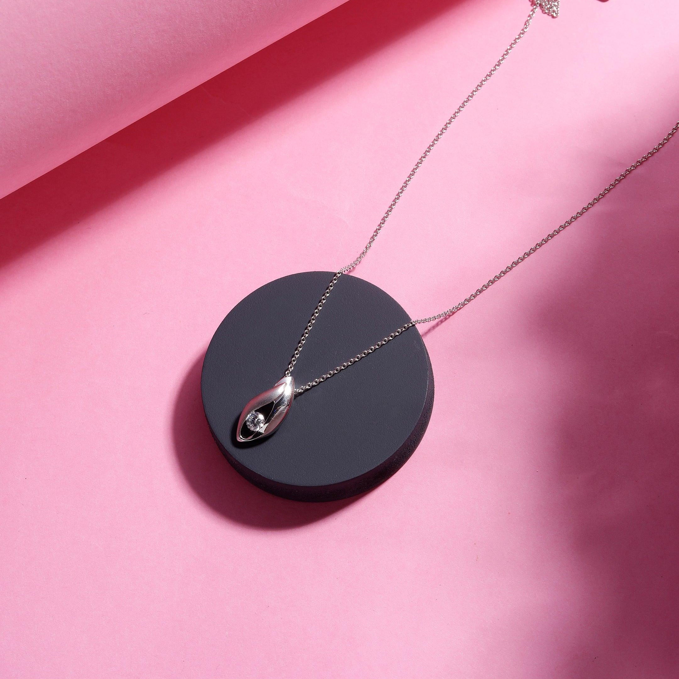 Rhodium Plated Enigma Gaze Silver Necklace - Diavo Jewels