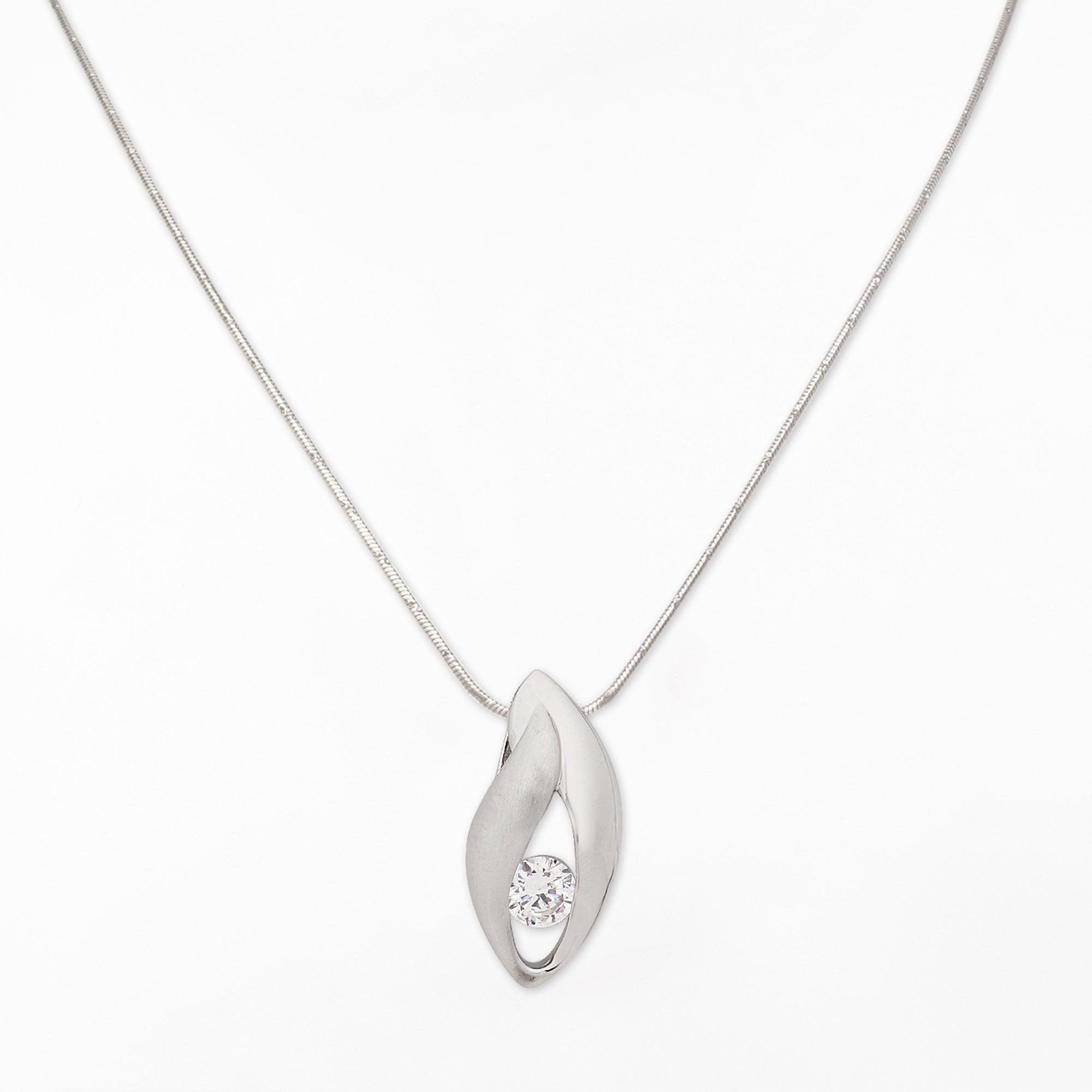 Rhodium Plated Enigma Gaze Silver Necklace - Diavo Jewels