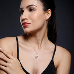 CZ Dual Hoops Silver Necklace - Diavo Jewels