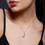 CZ Dual Hoops Silver Necklace - Diavo Jewels