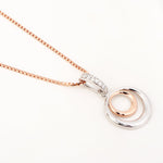 CZ Dual Hoops Silver Necklace - Diavo Jewels