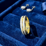 Frost Line Dual Tone Gold Ladies Ring