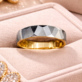 Obsidian Facet Gold Gents Band