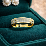Linear Texture Dual Tone Gold Ladies Ring