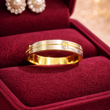 Triple Line Dual Tone Gold Ladies Ring