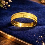 Dual Line Accent Gold Gents Ring