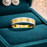 Glow Frame Dual Tone Ladies Gold Ring