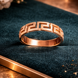 Greek Key Pattern Gold Gents Ring