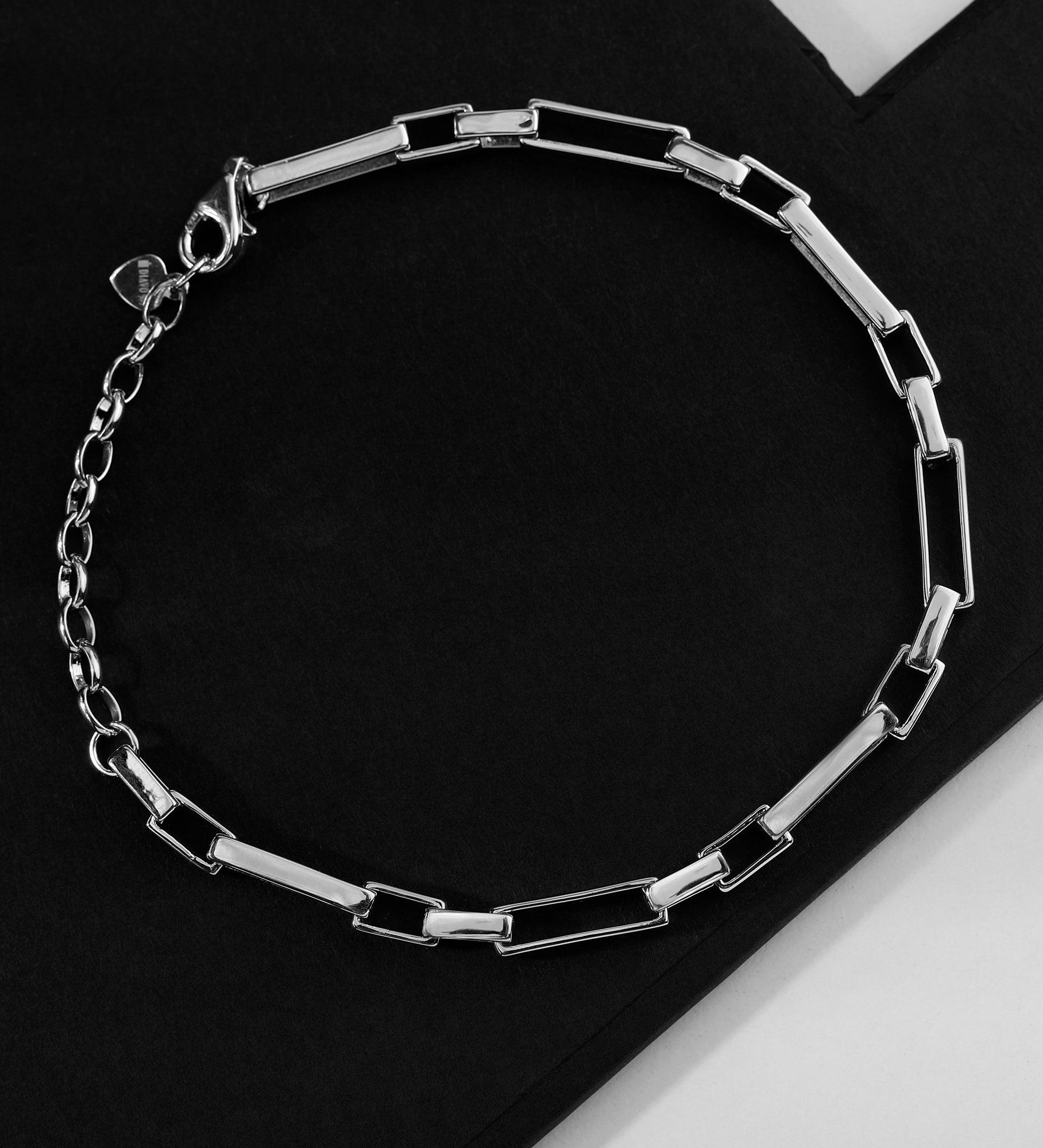 Eternal Eva Rhodium Plated Men's Silver Bracelet - Diavo Jewels