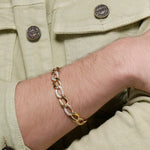 Zircon Zest Gold Plated Men's Silver Bracelet - Diavo Jewels