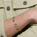 Zircon Zest Gold Plated Men's Silver Bracelet - Diavo Jewels