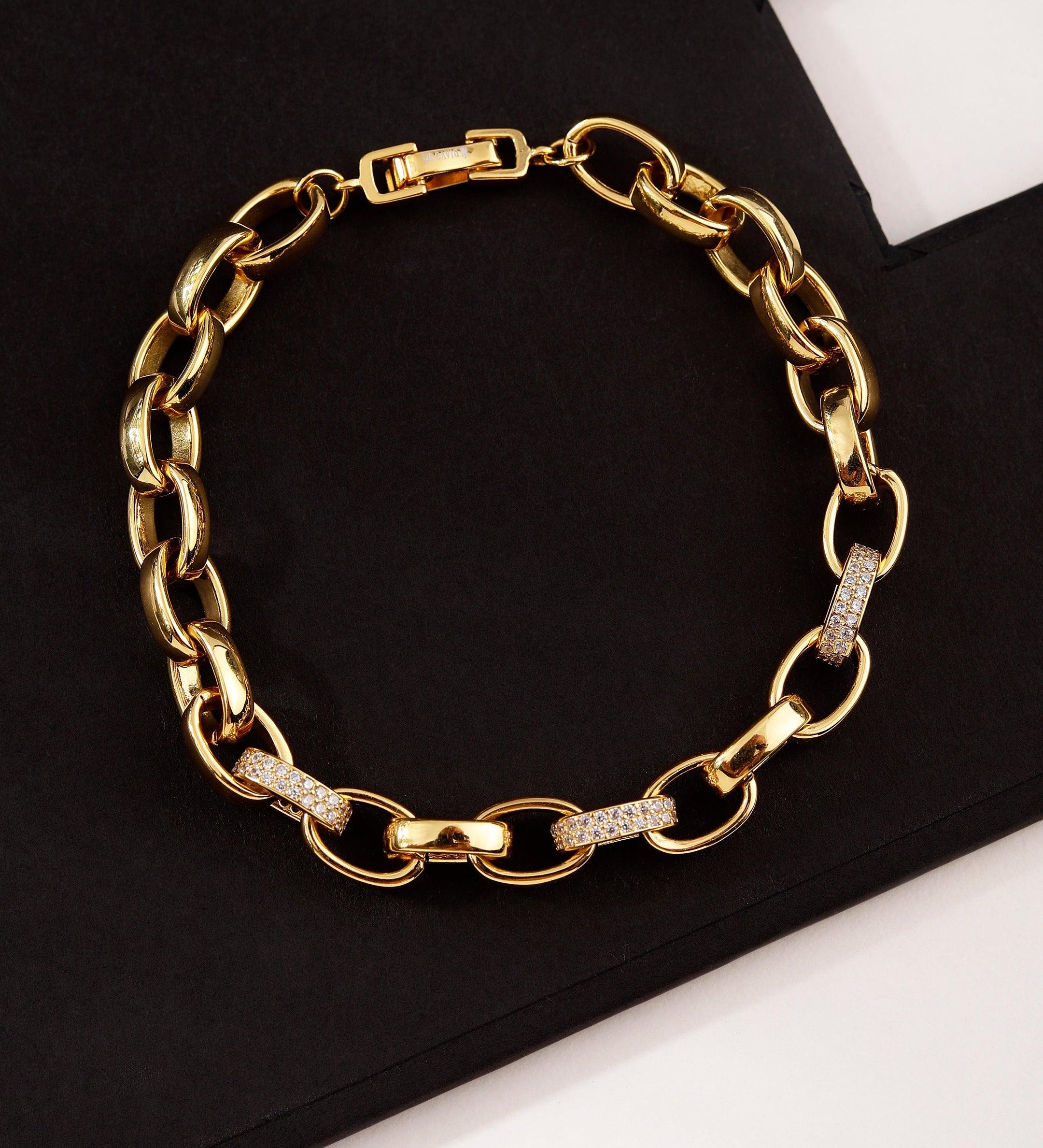 Rolo Gold Plated Men's Silver Bracelet - Diavo Jewels