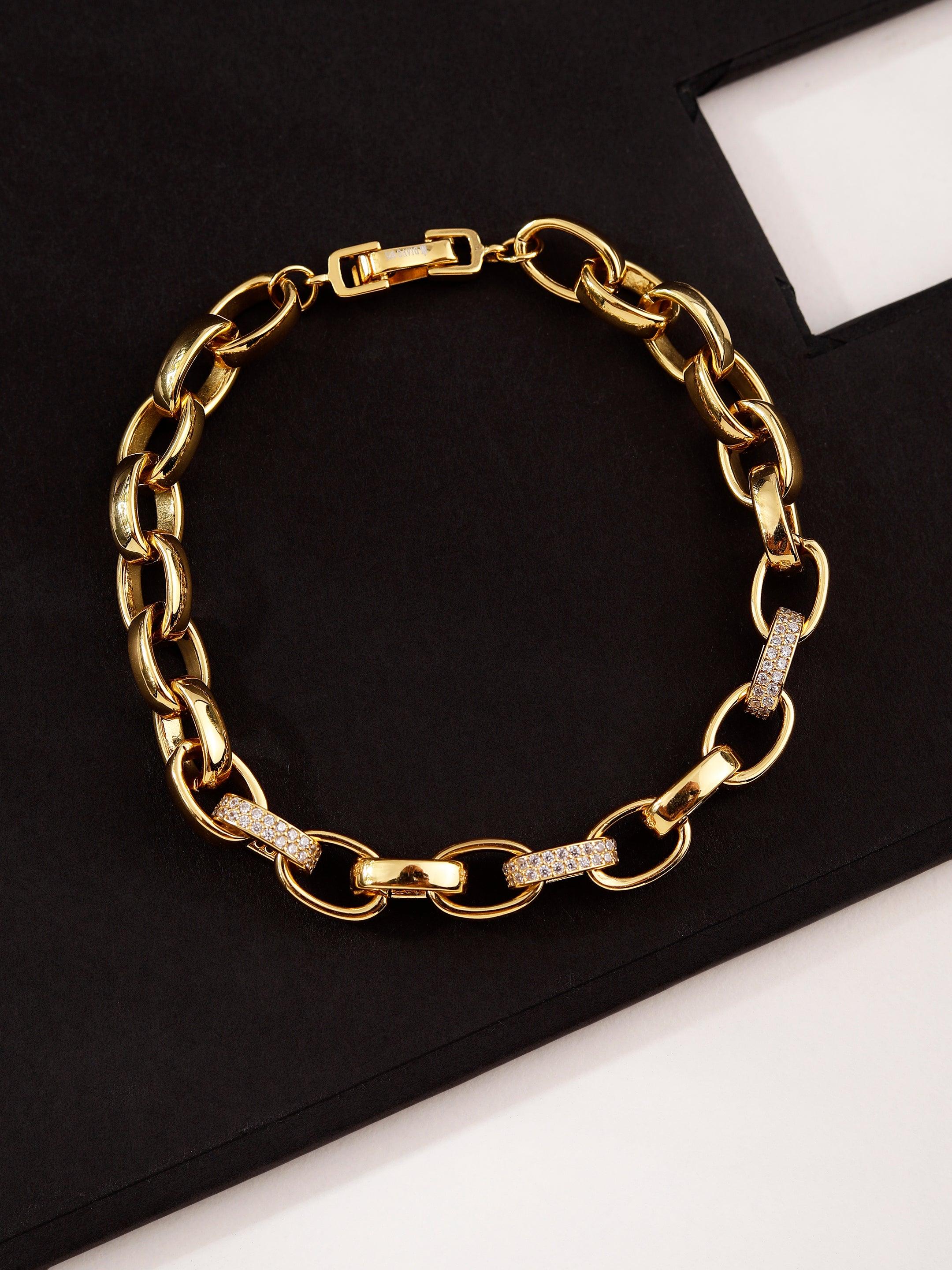 Rolo Gold Plated Men's Silver Bracelet - Diavo Jewels