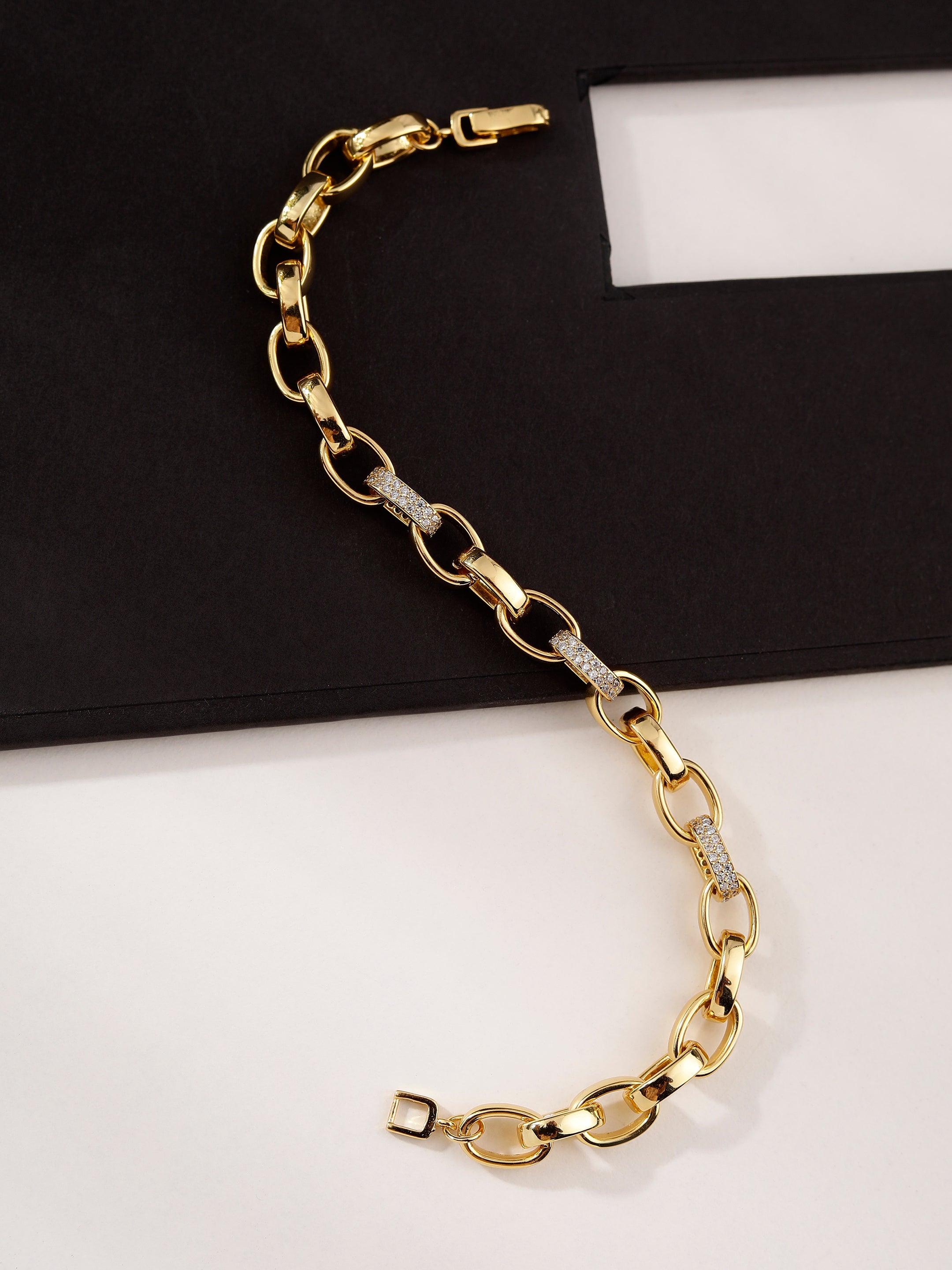 Rolo Gold Plated Men's Silver Bracelet - Diavo Jewels