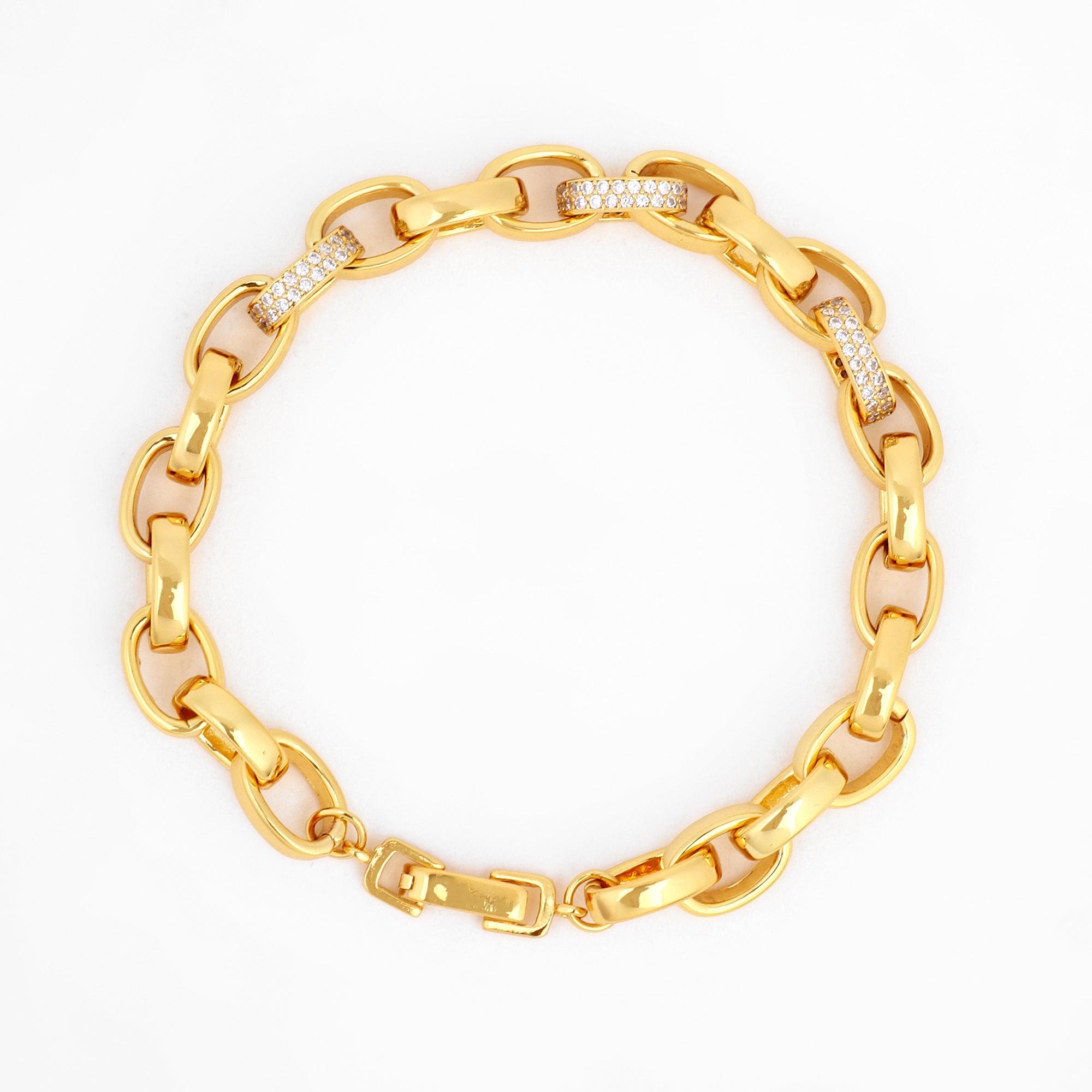 Rolo Gold Plated Men's Silver Bracelet - Diavo Jewels