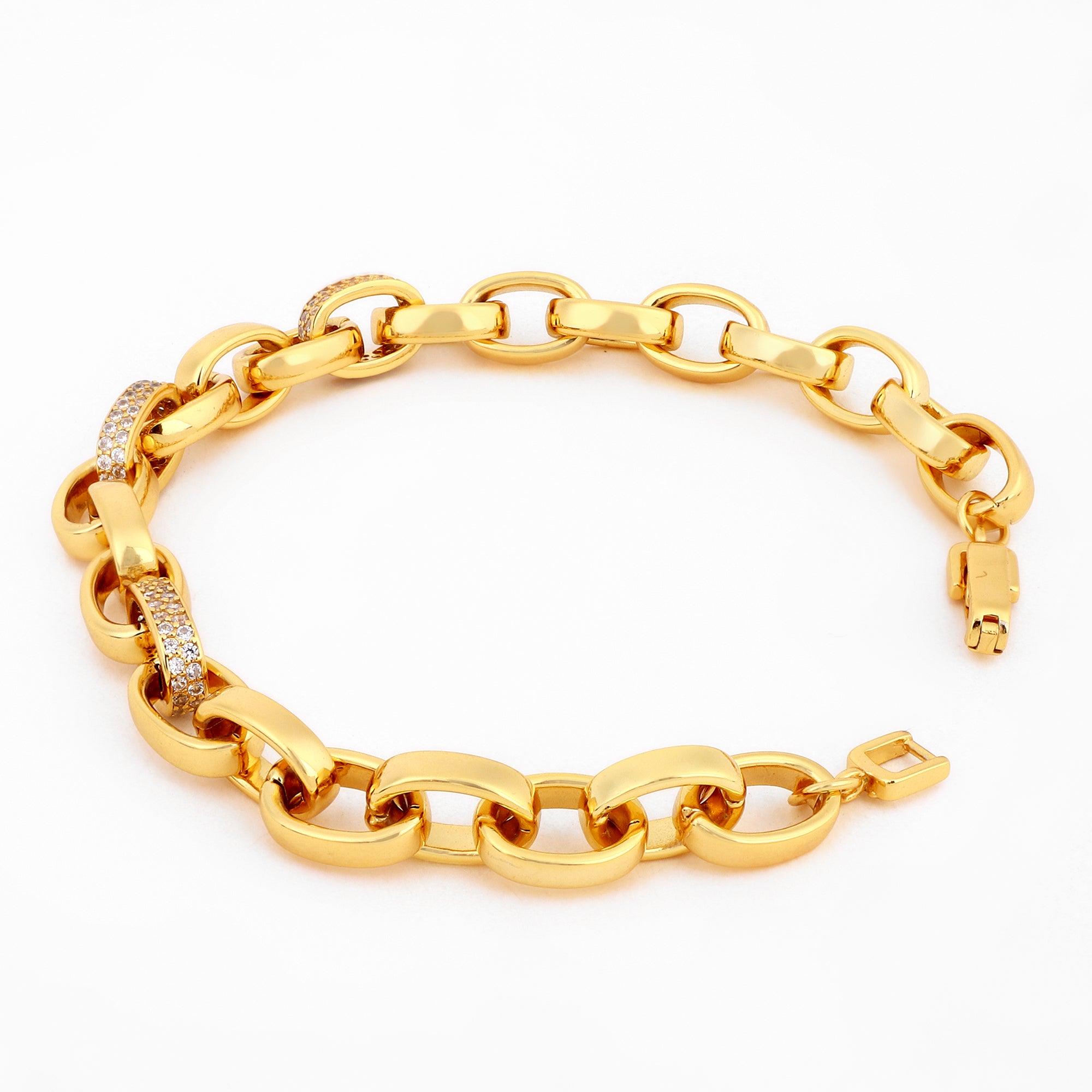 Rolo Gold Plated Men's Silver Bracelet - Diavo Jewels