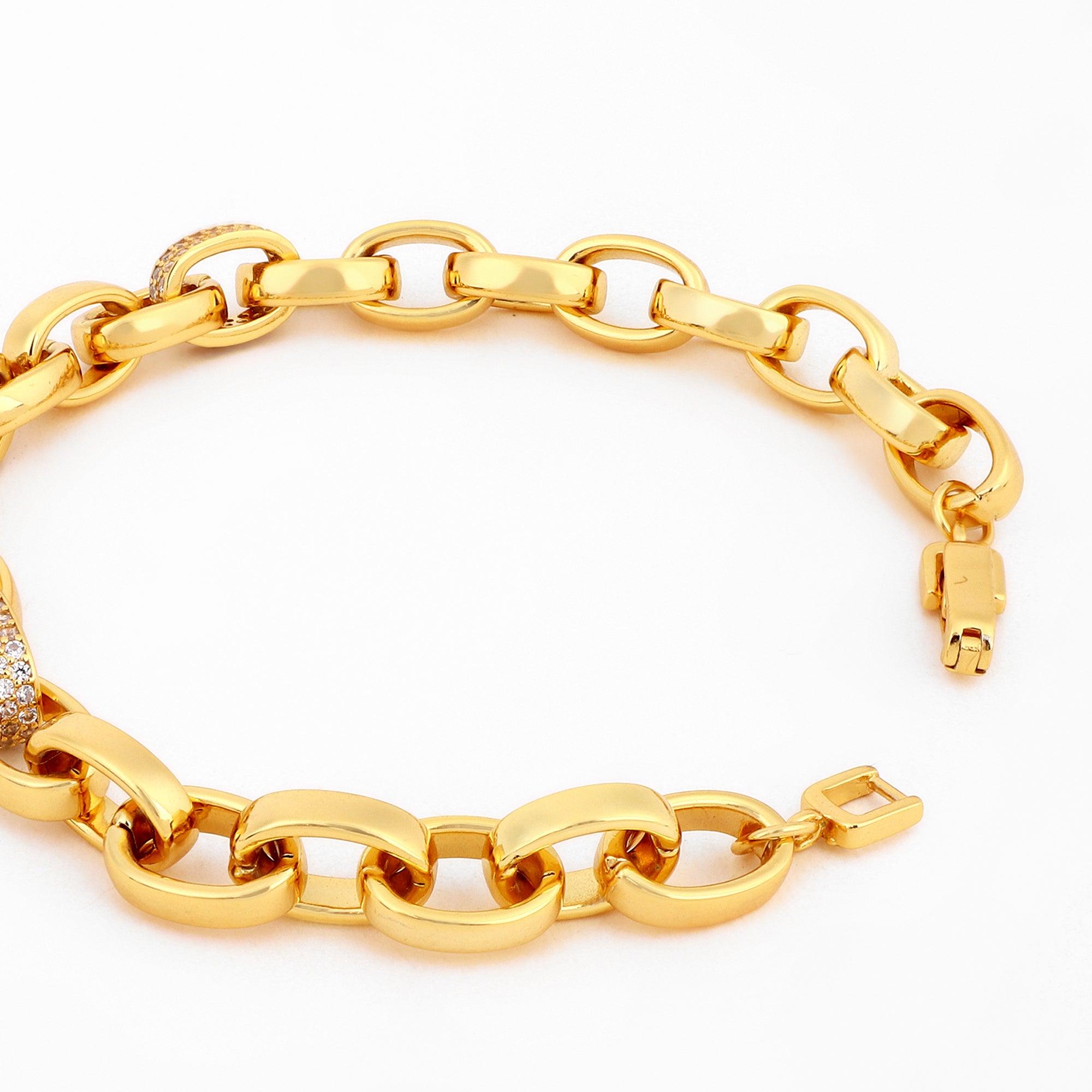 Rolo Gold Plated Men's Silver Bracelet - Diavo Jewels