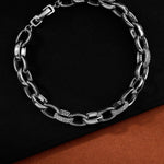 Radiant Rolo Rhodium-Plated Men's Silver Bracelet - Diavo Jewels