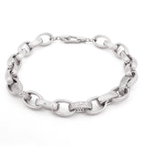 Radiant Rolo Rhodium-Plated Men's Silver Bracelet - Diavo Jewels